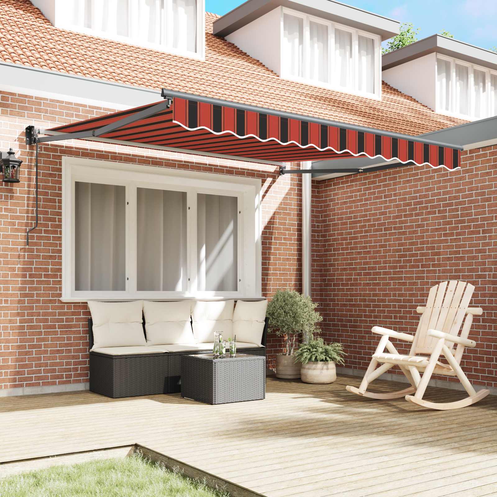 Tenda retrattile Rosso e Nero 350 x 250 x 165 cm | homemem39