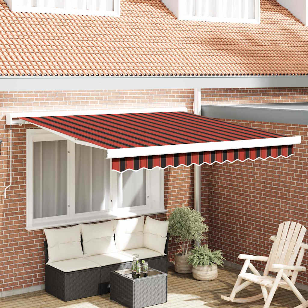 Tenda Retrattile Rosso e nero 350 x 250 cm Tessuto e Metallo - homemem39