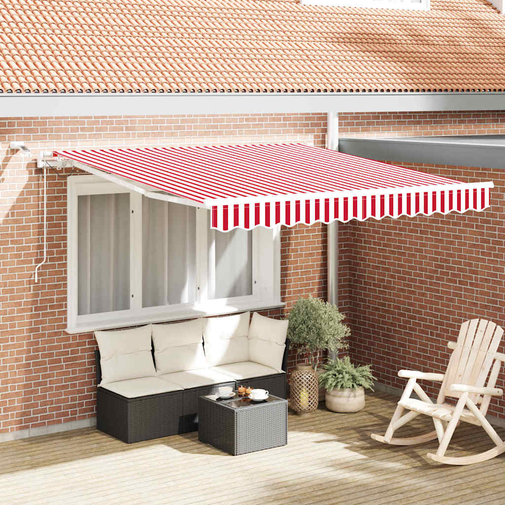 Tenda retrattile Rosso e Bianco 350 x 250 cm Poliestere | homemem39