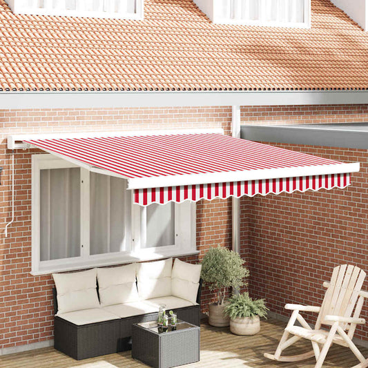 Tenda Retrattile Rosso e Bianco 350 x 250 cm Tessuto e Metallo - homemem39