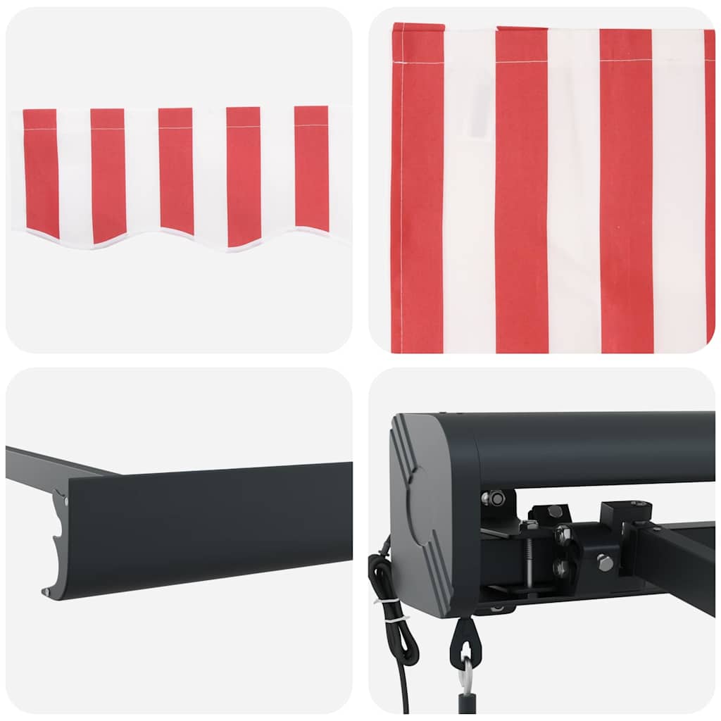 Tenda Retrattile Rosso e bianco 350 x 250 cm Tessuto, Metallo - homemem39