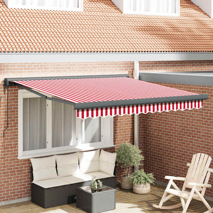 Tenda Retrattile Rosso e bianco 350 x 250 cm Tessuto, Metallo - homemem39