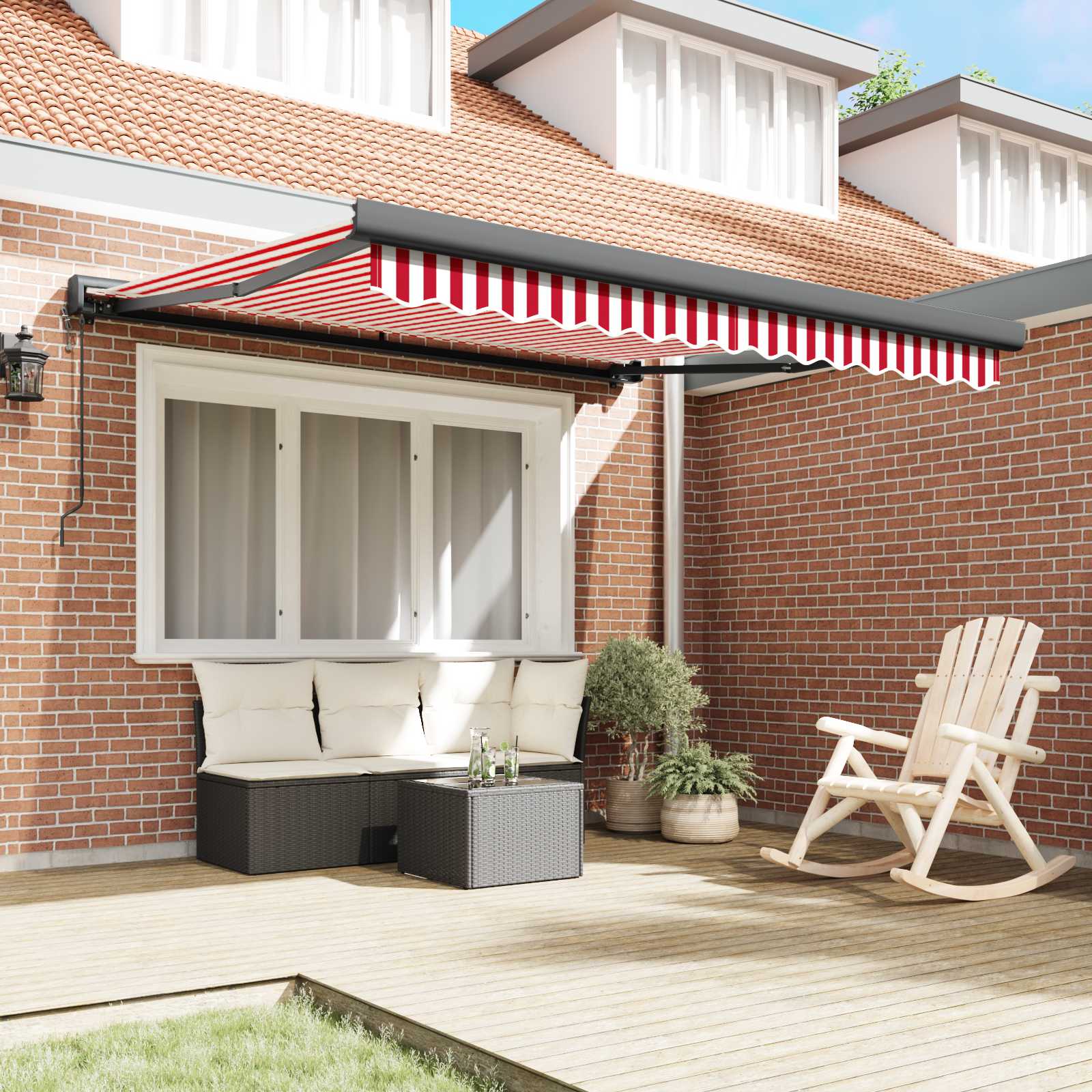 Tenda retrattile Rosso e Bianco 350 x 250 x 165 cm | homemem39
