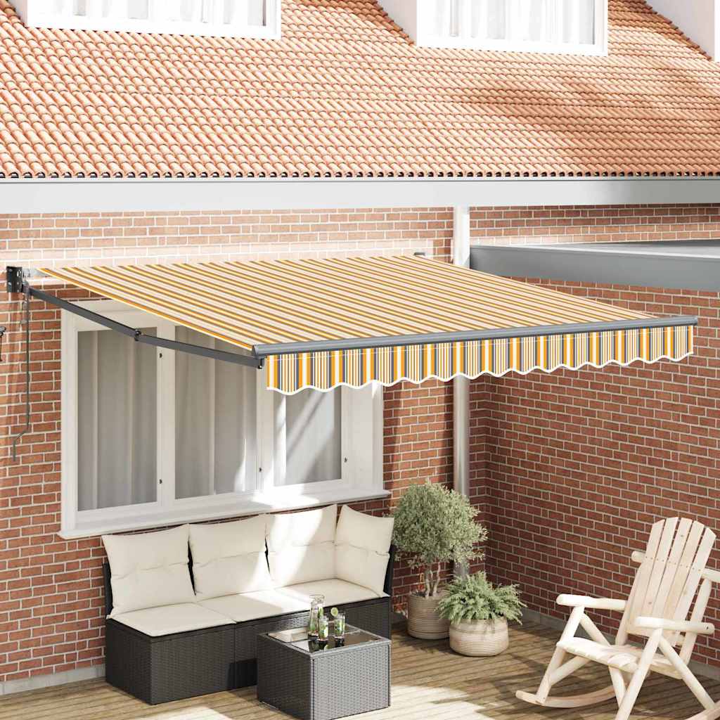 Tenda Retrattile Giallo e grigio e bianco 350 x 250 cm Tessuto - homemem39
