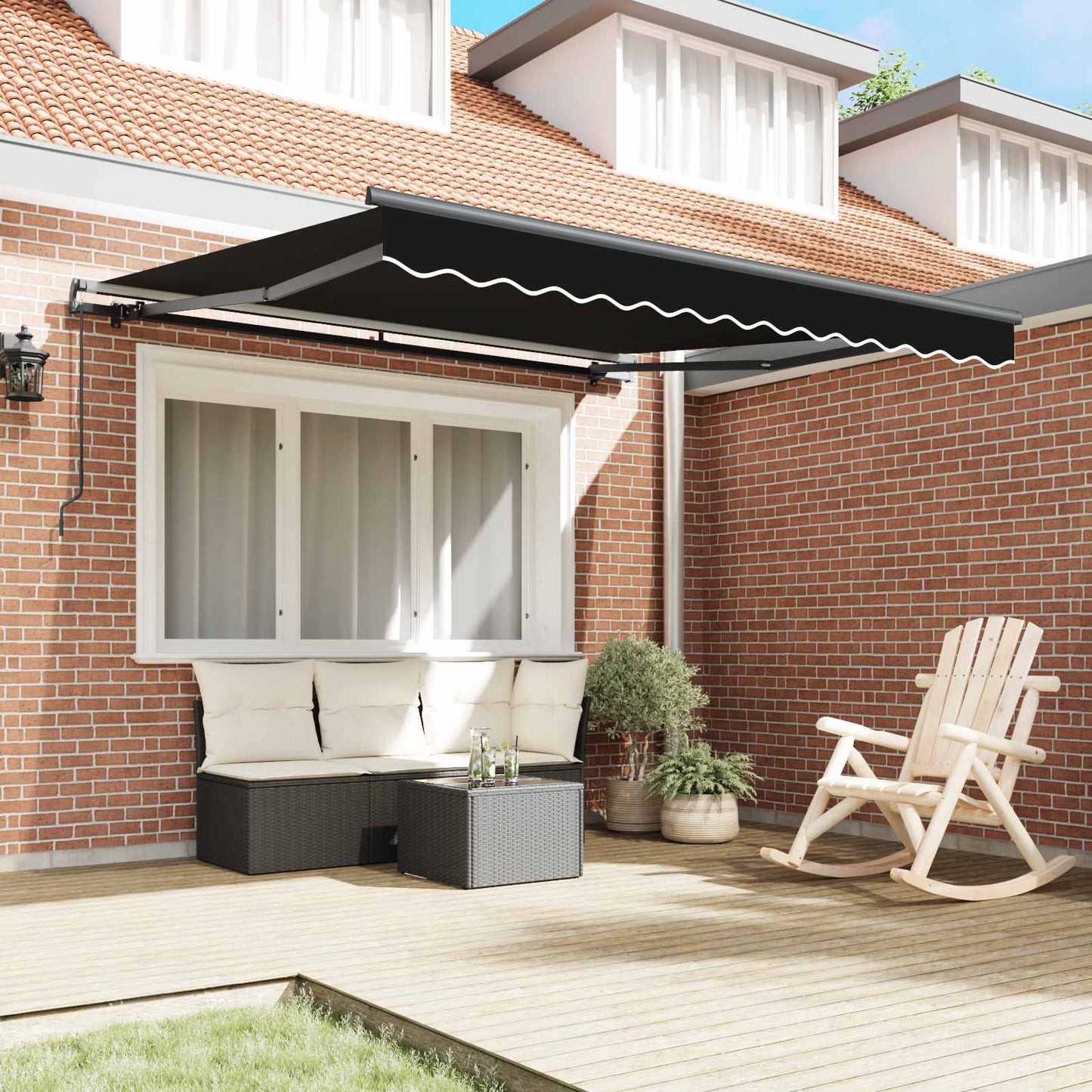 Tenda retrattile Nero 350 x 250 cm Poliestere e Alluminio | homemem39