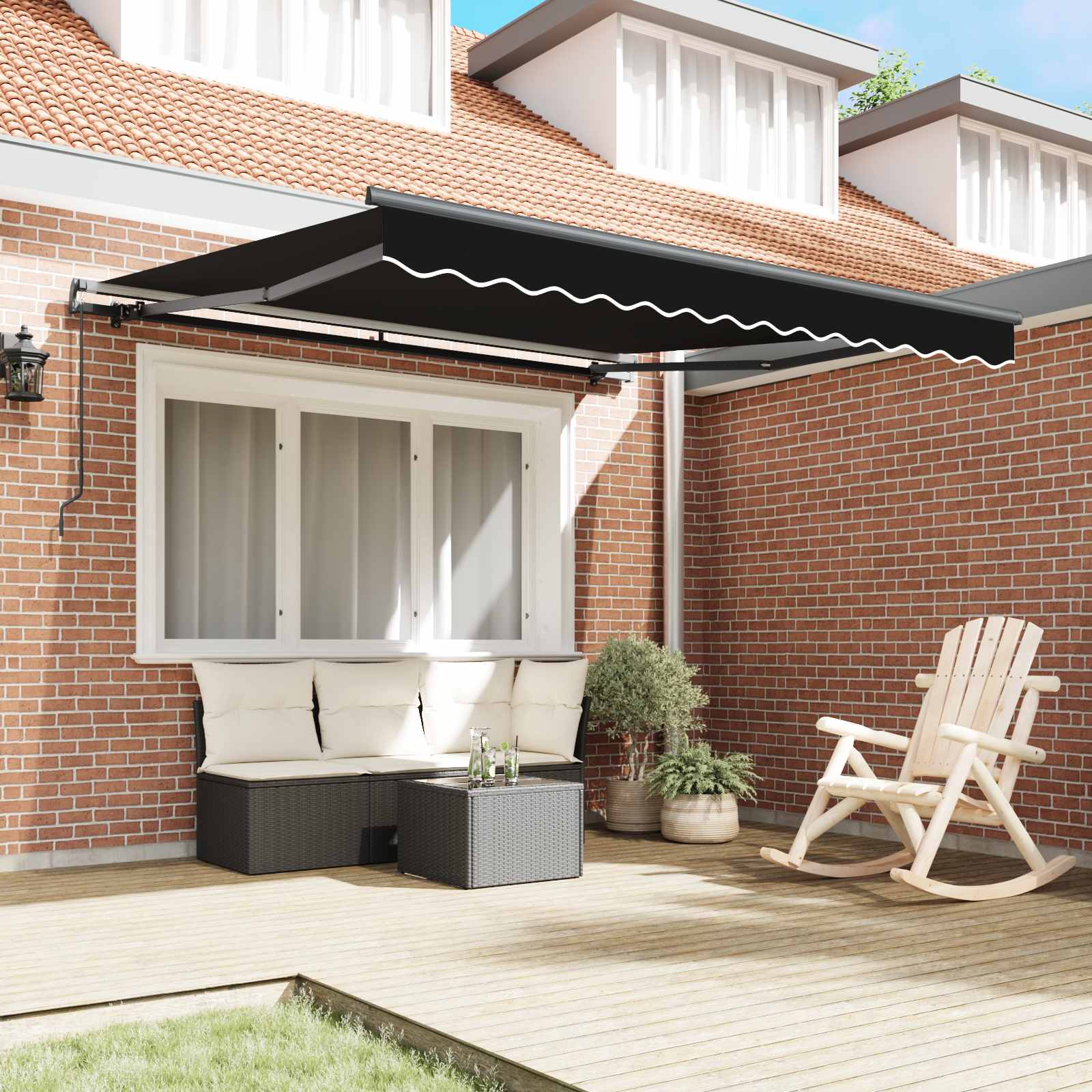 Tenda retrattile Nero 350 x 250 cm Poliestere e Alluminio | homemem39