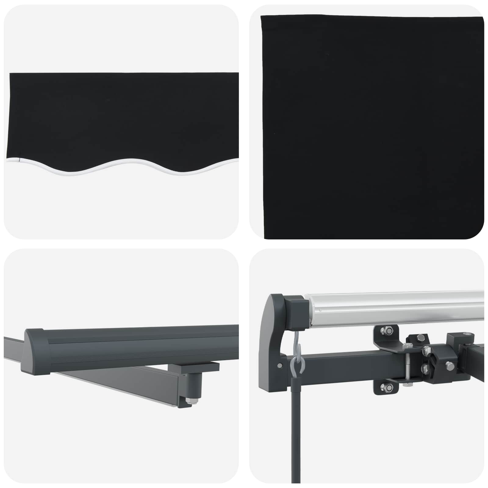 Tenda retrattile Nero 350 x 250 cm Tessuto e Alluminio | homemem39