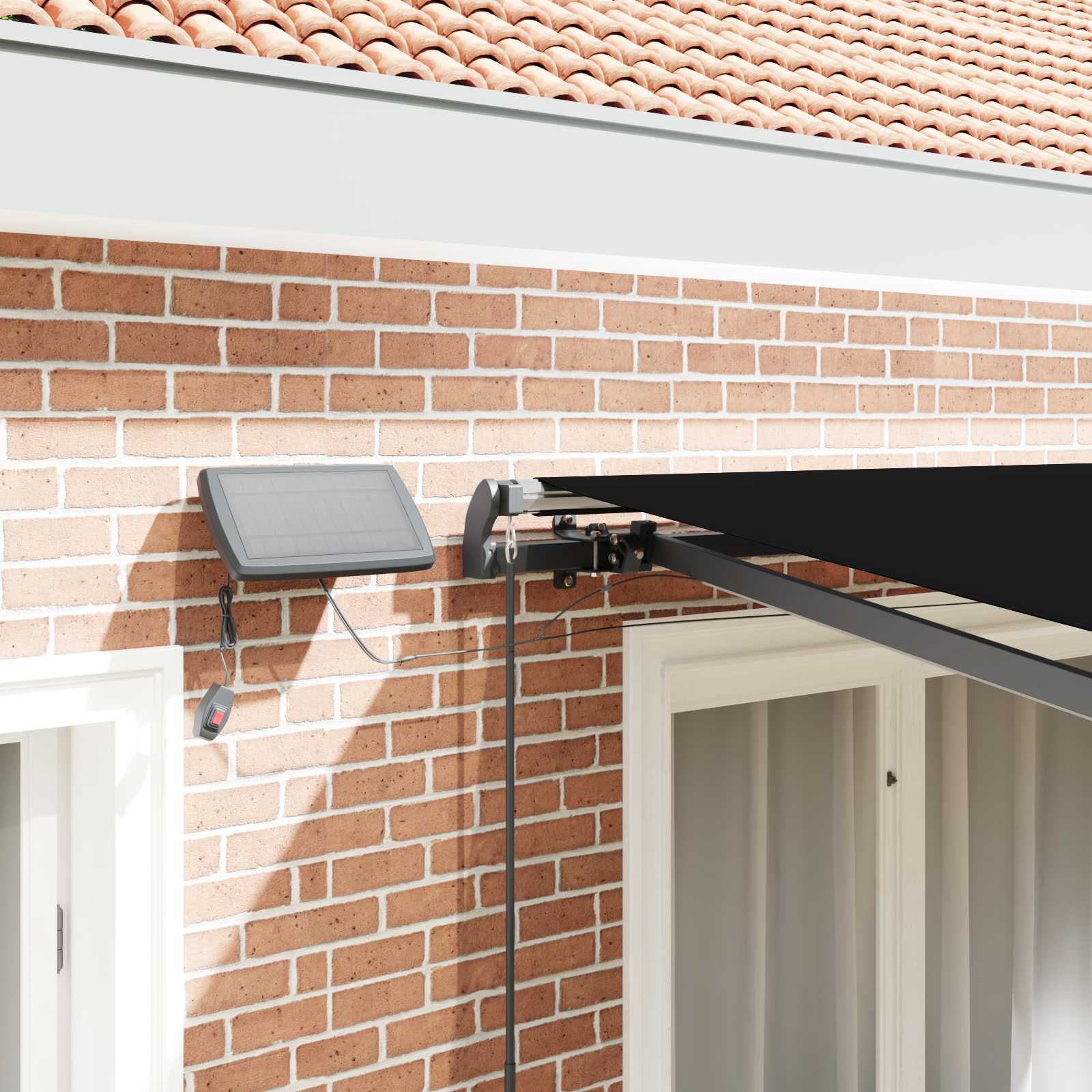 Tenda retrattile Nero 350 x 250 cm Tessuto e Alluminio | homemem39