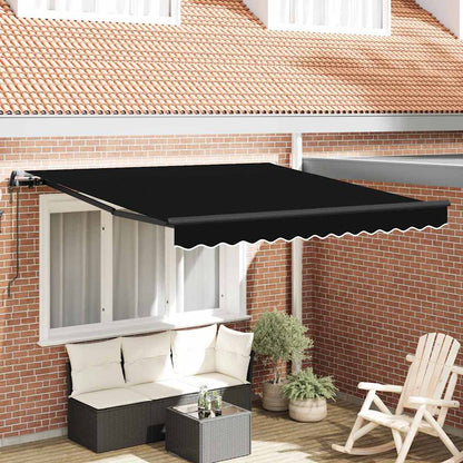 Tenda Retrattile Nero 350 x 250 cm Tessuto e Alluminio