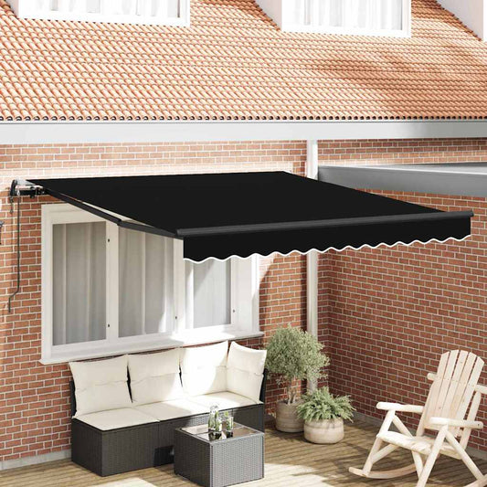 Tenda Retrattile Nero 350 x 250 cm Tessuto e Alluminio