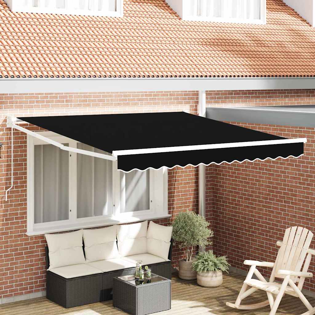 Tenda retrattile Nero 350 x 250 cm 100% Poliestere e Alluminio | homemem39