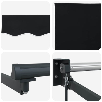 Tenda retrattile Nero 350 x 250 cm 100% Poliestere e Alluminio | homemem39