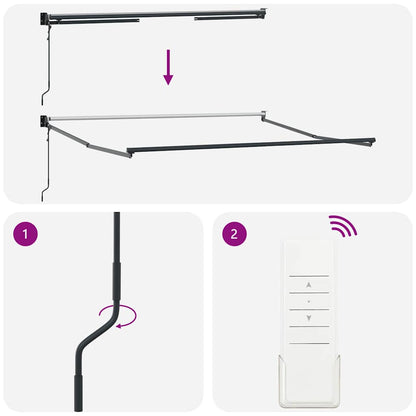 Tenda Retrattile Nero 350 x 250 cm Tessuto - homemem39