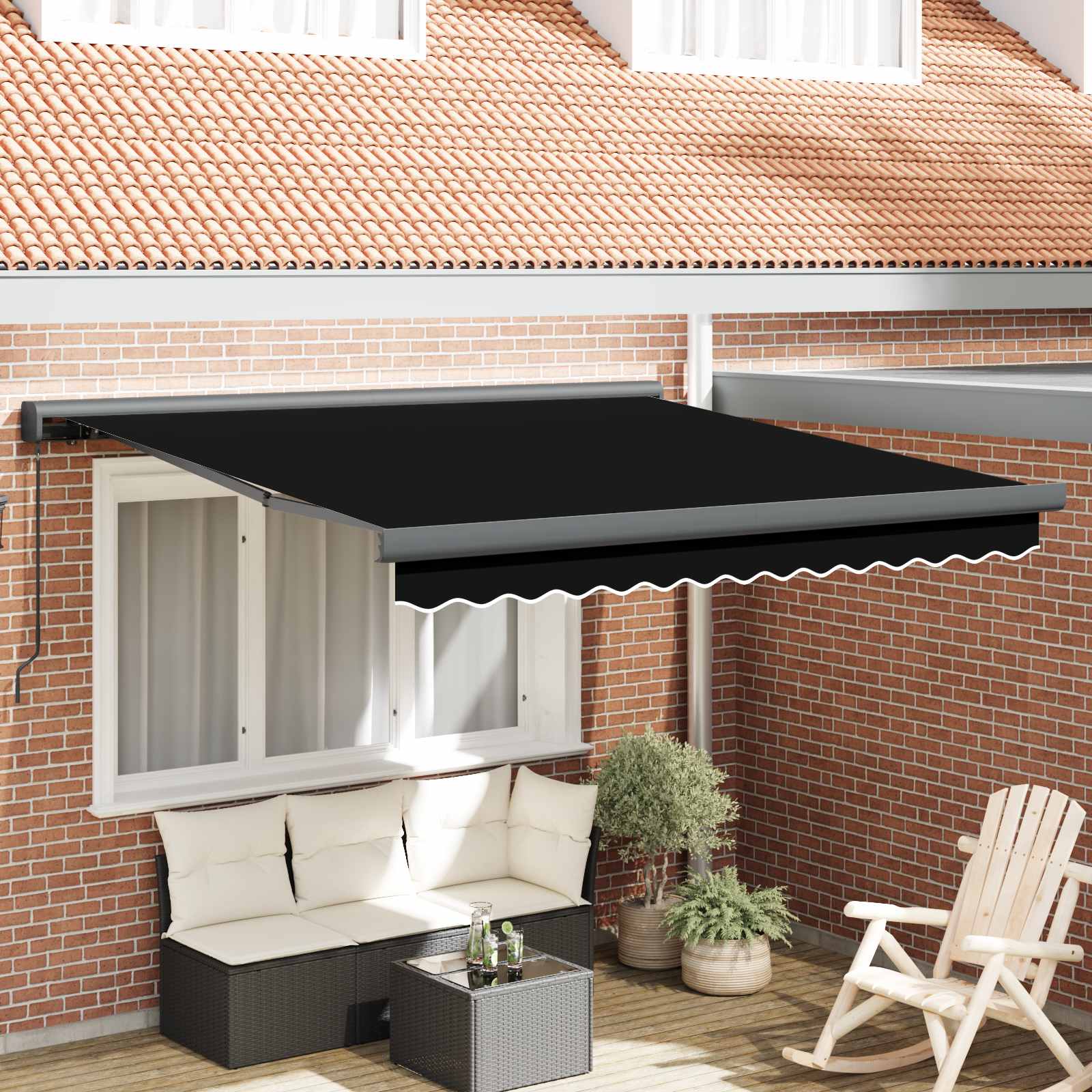 Tenda retrattile Nero 350 x 250 cm Tela e Alluminio | homemem39