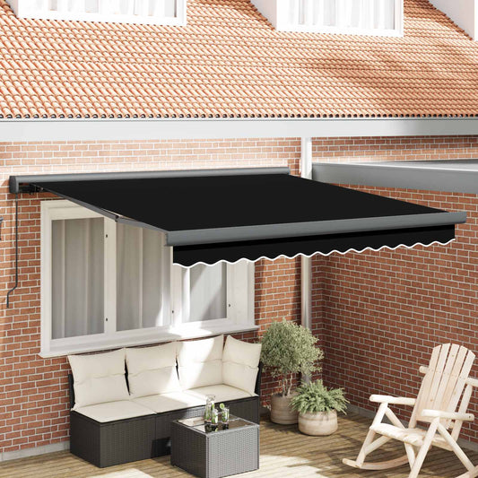 Tenda retrattile Nero 350 x 250 cm Tela e Alluminio | homemem39