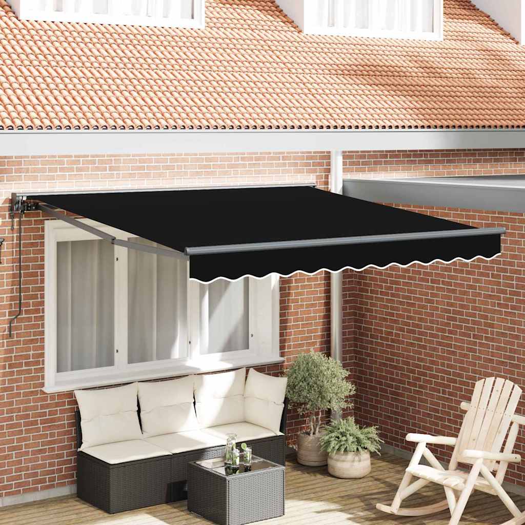 Tenda Retrattile Nero 350 x 250 cm Poliestere e Metallo
