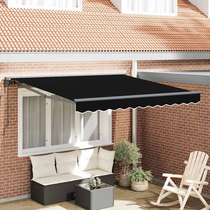 Tenda Retrattile Nero 350 x 250 cm Poliestere e Metallo