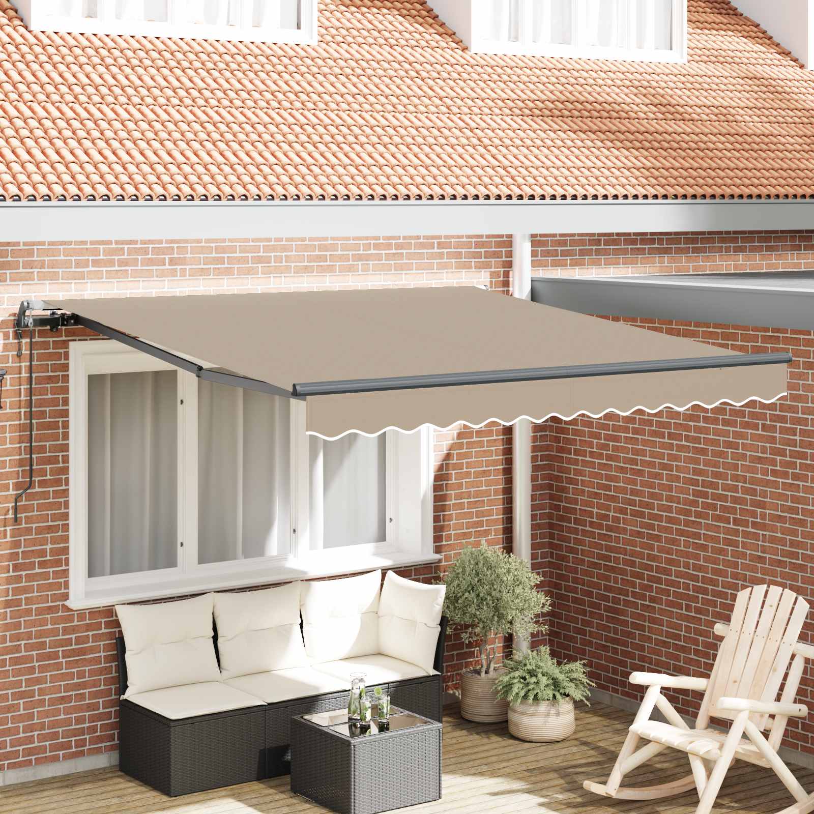 Tenda retrattile Beige 350 x 250 cm Tessuto e Alluminio | homemem39