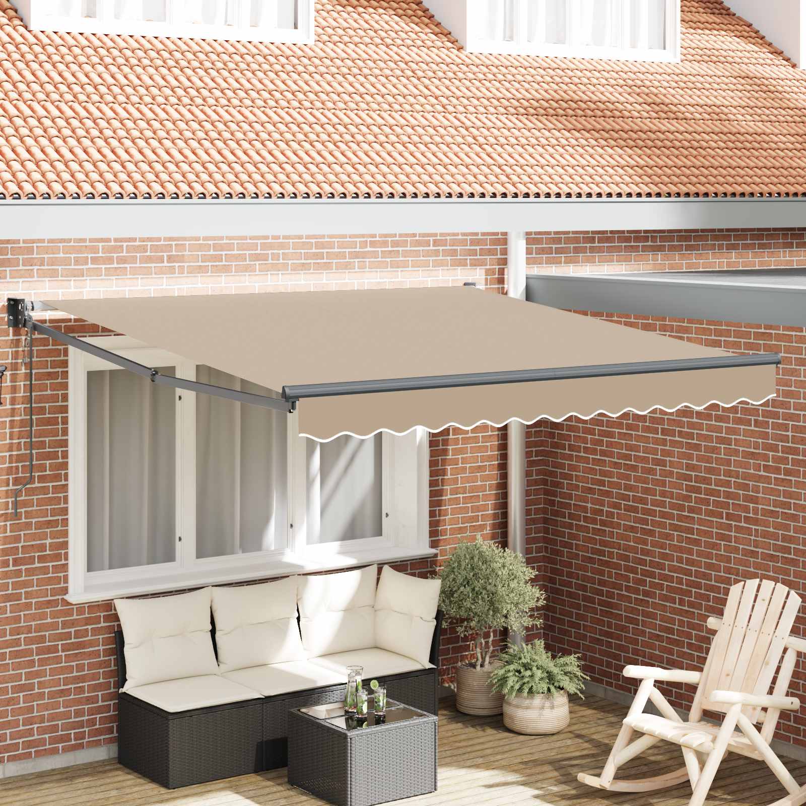 Tenda retrattile Beige 350 x 250 cm Poliestere e Metallo | homemem39