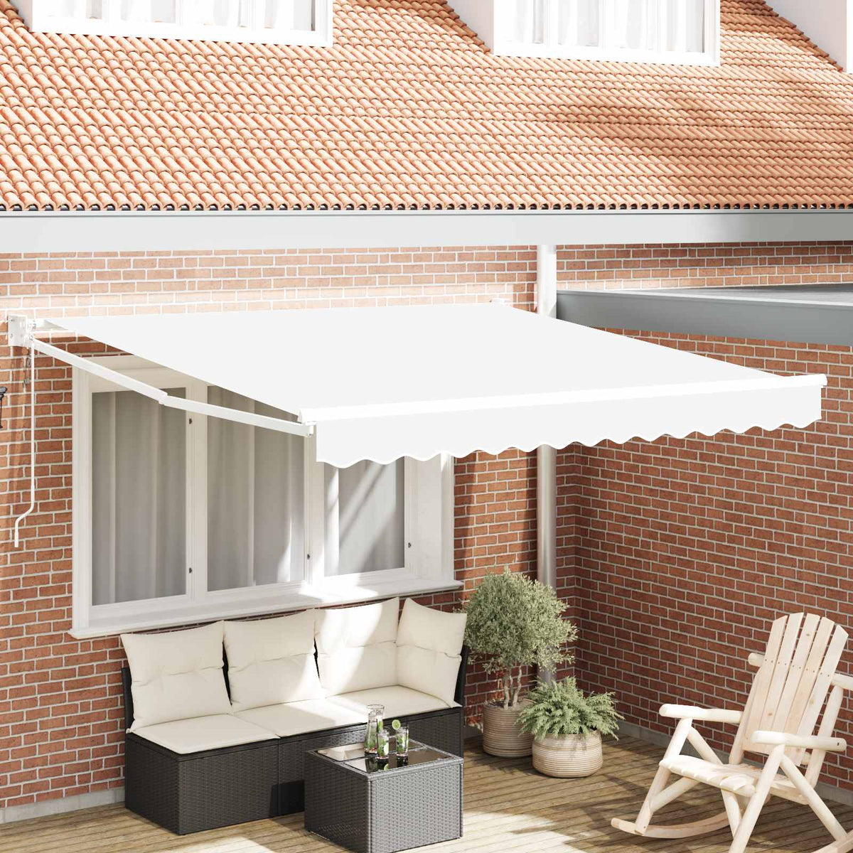 Tenda retrattile Bianco 350 x 250 cm Poliestere e Metallo | homemem39
