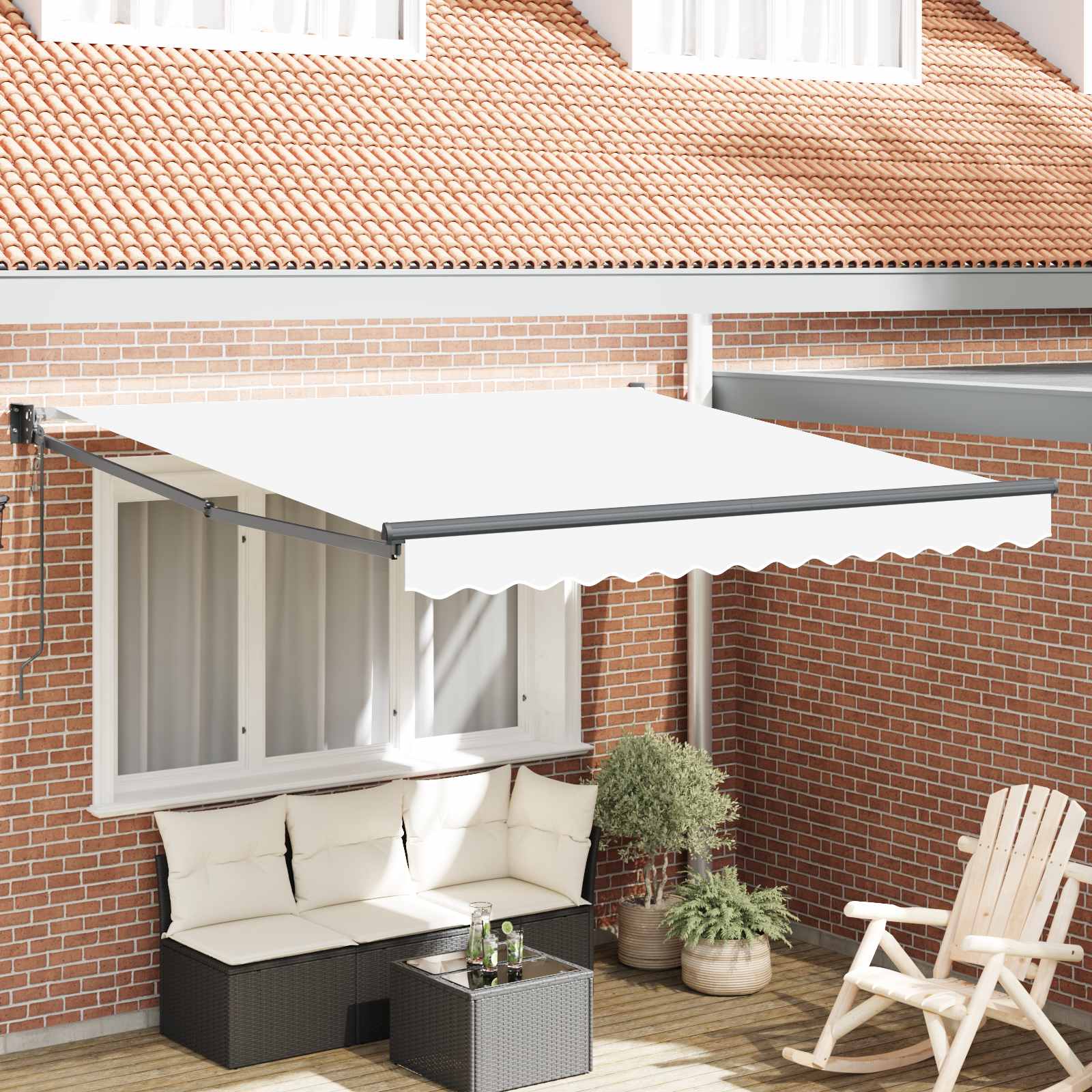 Tenda retrattile Bianco 350 x 250 cm Poliestere e Metallo | homemem39