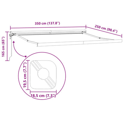 Tenda da Sole Bianco 350 x 250 x 165 cm Poliestere e Alluminio