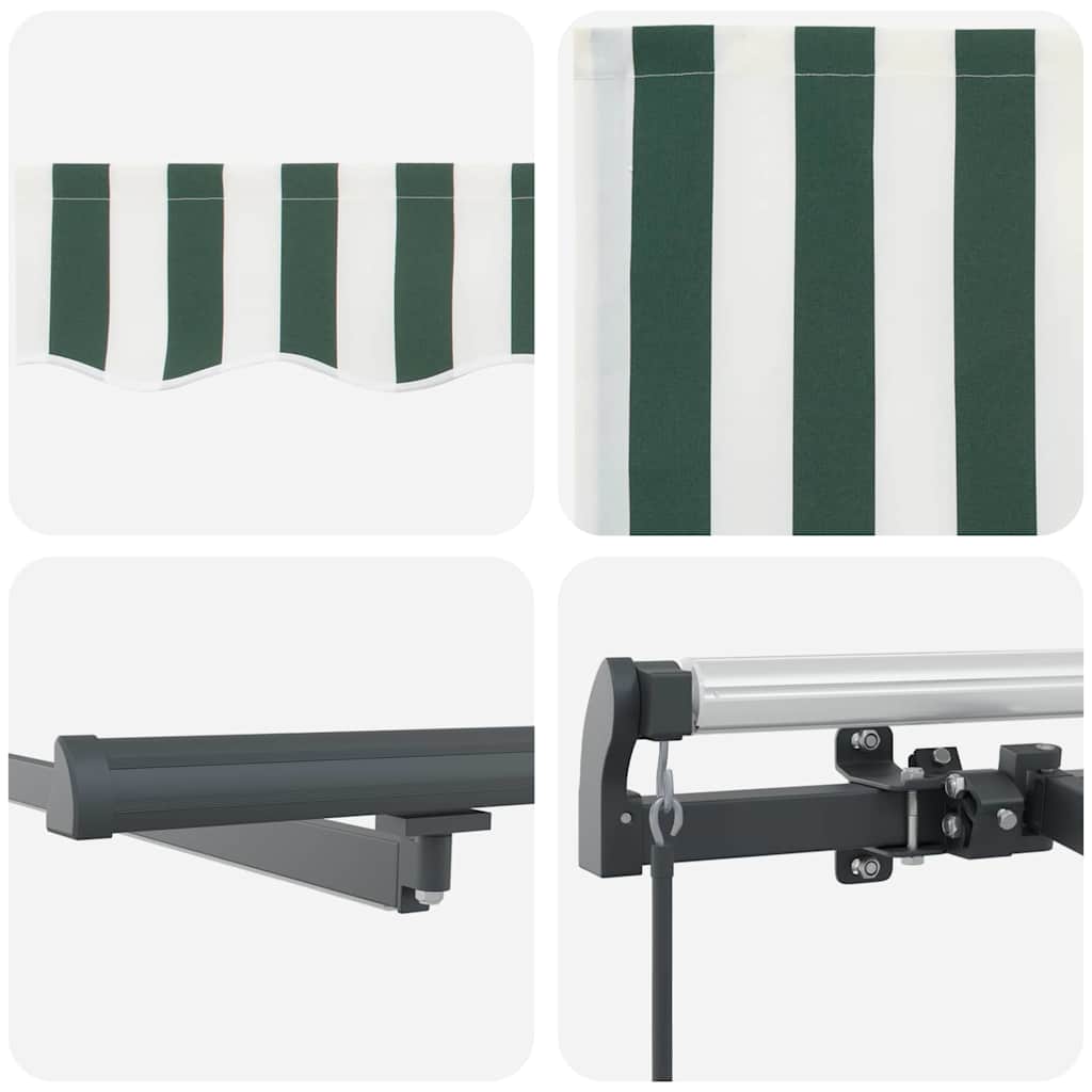 Tenda Retrattile Verde e bianco 350 x 250 cm Tessuto | homemem39