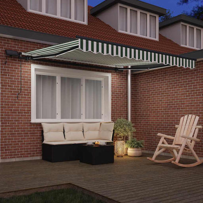 Tenda Retrattile Verde e bianco 350 x 250 cm Tessuto | homemem39