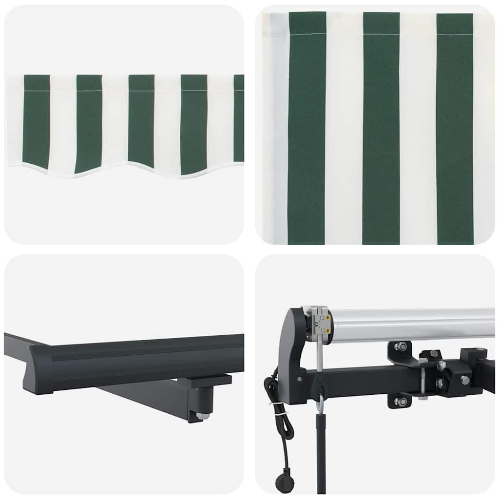 Tenda Retrattile Verde e Bianco 350 x 250 cm | homemem39