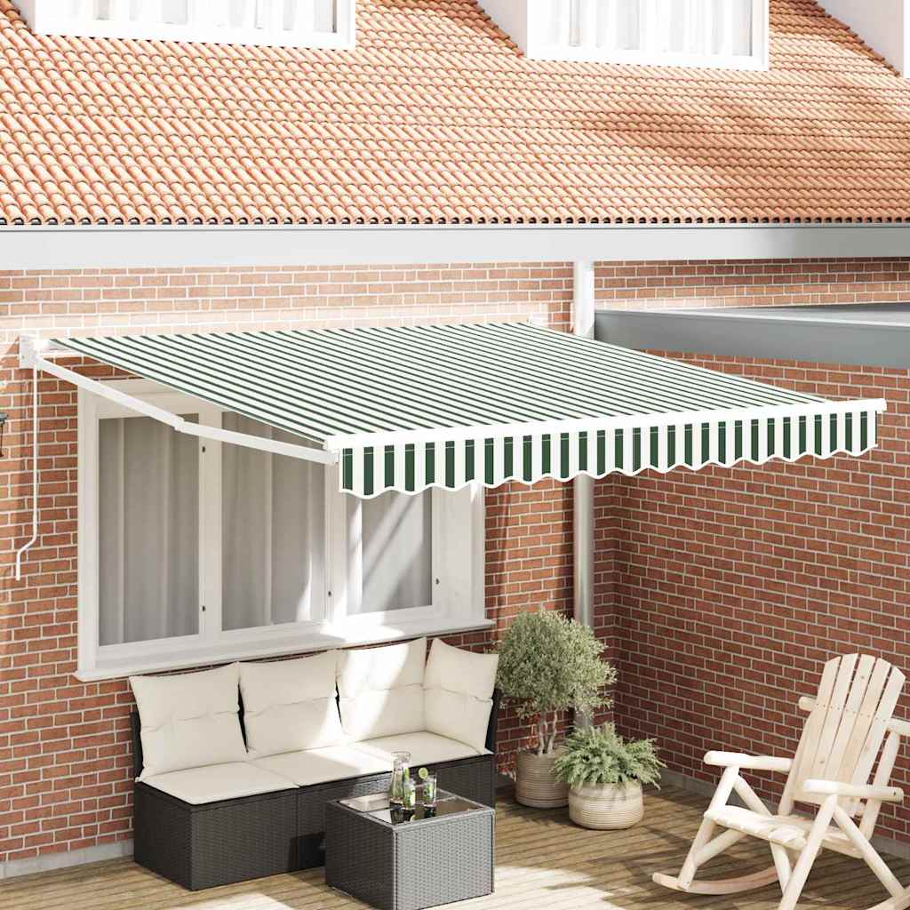 Tenda Retrattile Verde e Bianco 350 x 250 cm | homemem39