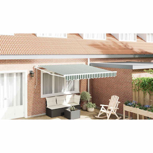 Tenda Retrattile Verde e Bianco 350 x 250 cm | homemem39
