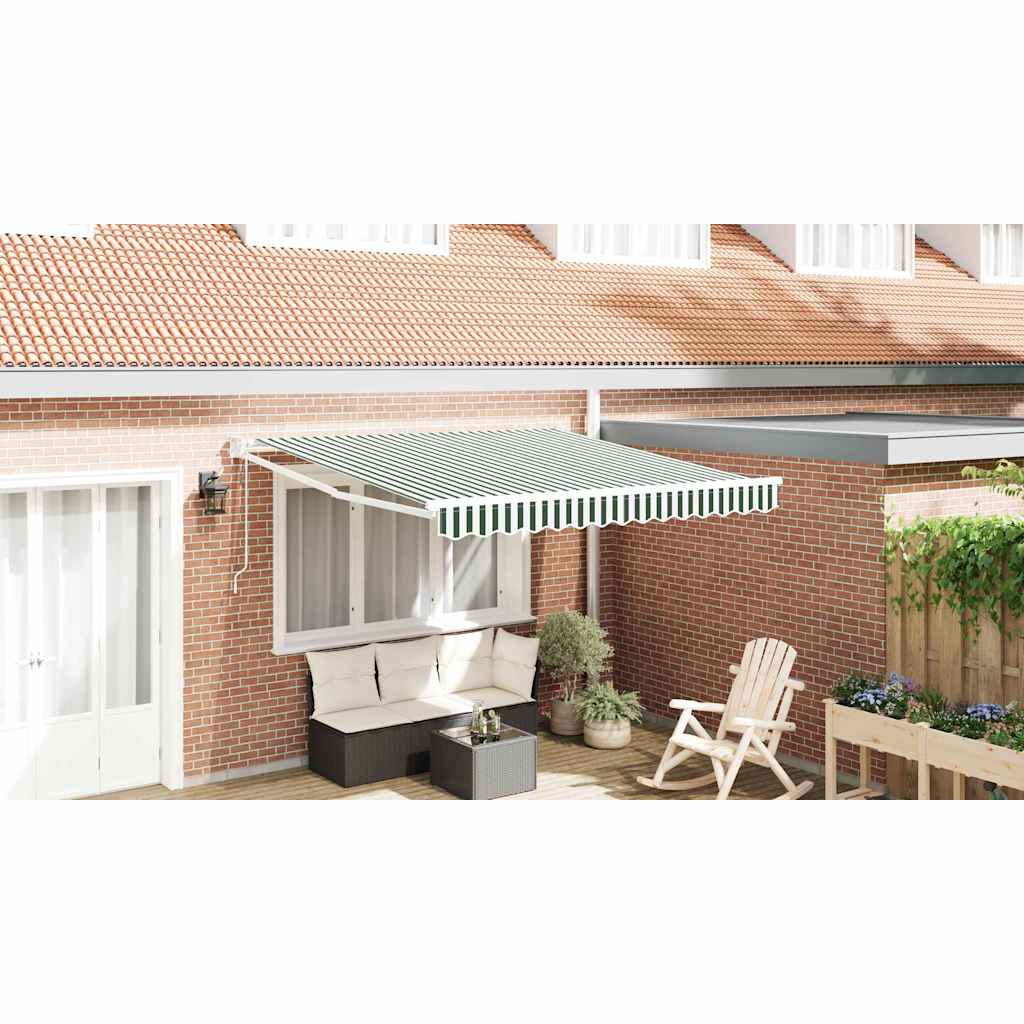 Tenda da Sole Verde e Bianco 350 x 250 cm Poliestere e Metallo