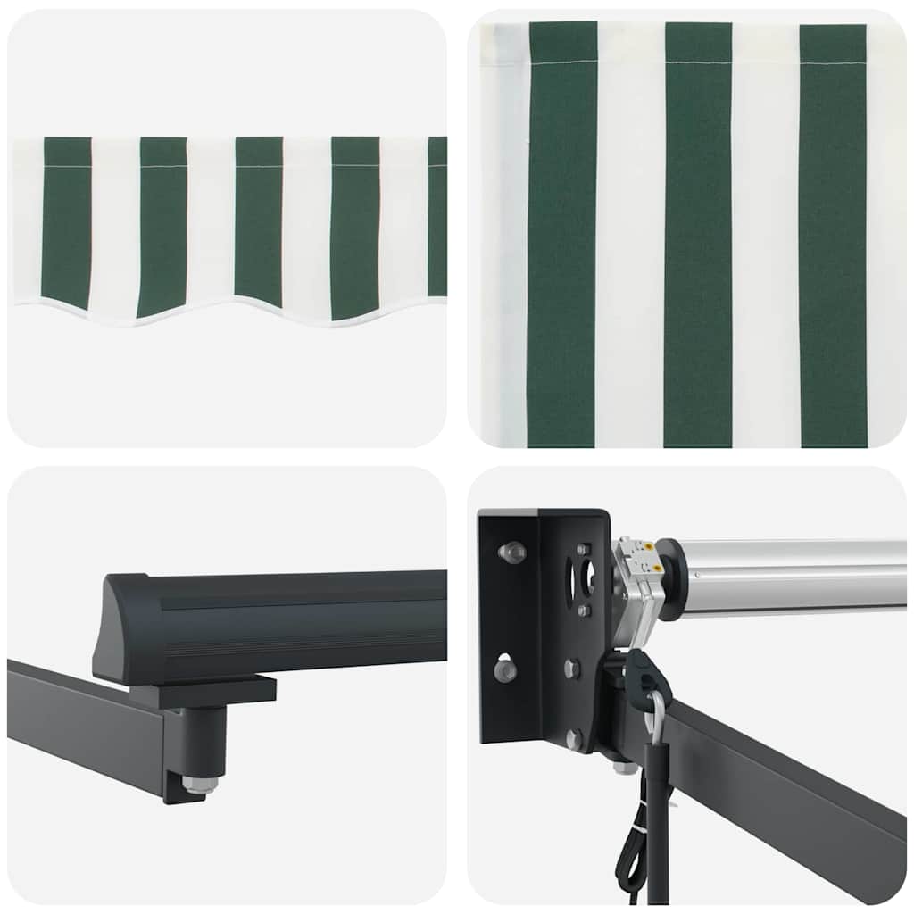 Tenda Retrattile Verde e Bianco 350 x 250 cm | homemem39