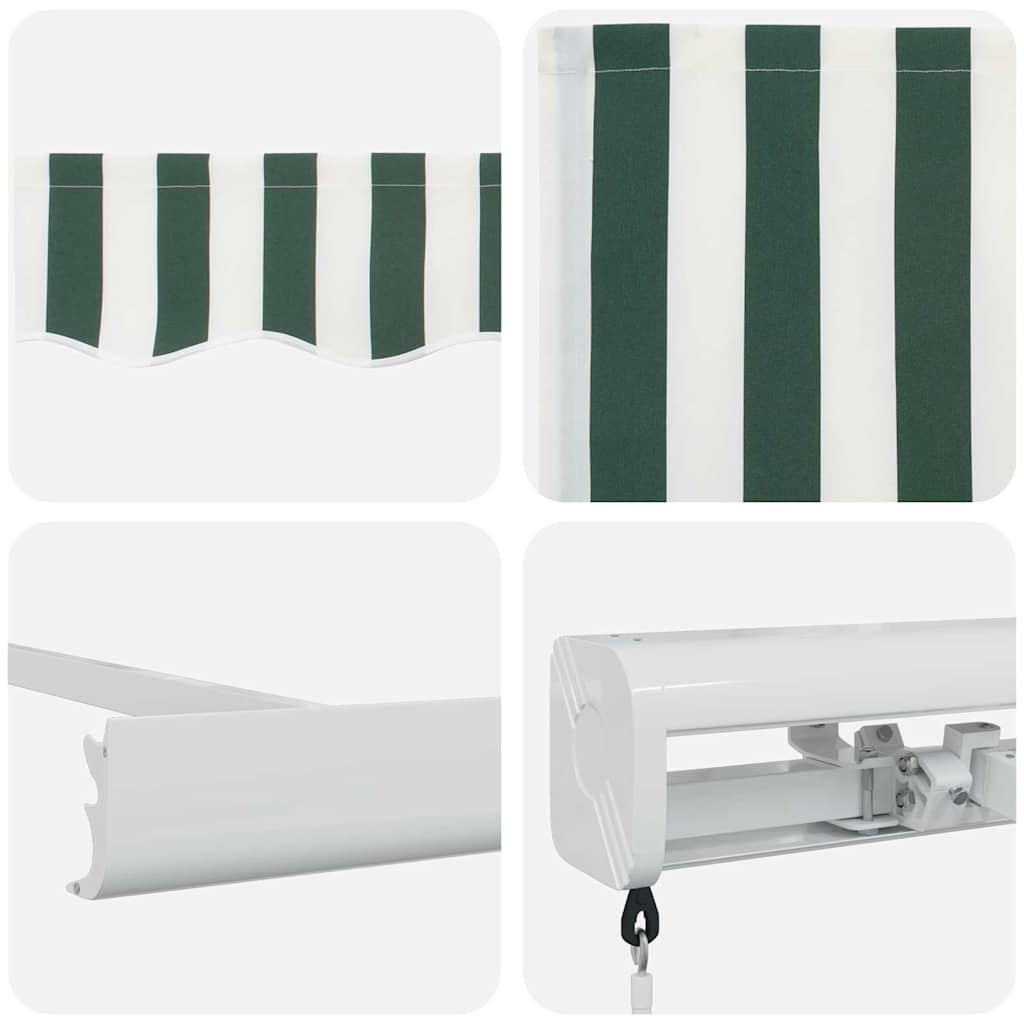 Tenda Retrattile Verde e Bianco 350 x 250 cm Tessuto e Metallo | homemem39