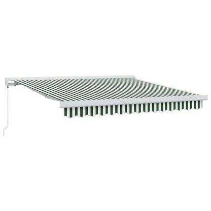 Tenda Retrattile Verde e Bianco 350 x 250 cm Tessuto e Metallo