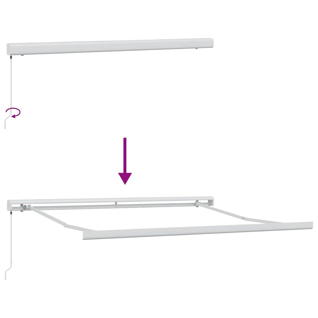 Tenda Retrattile Verde e Bianco 350 x 250 cm Tessuto e Metallo