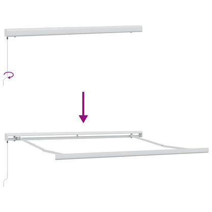 Tenda Retrattile Verde e Bianco 350 x 250 cm Tessuto e Metallo
