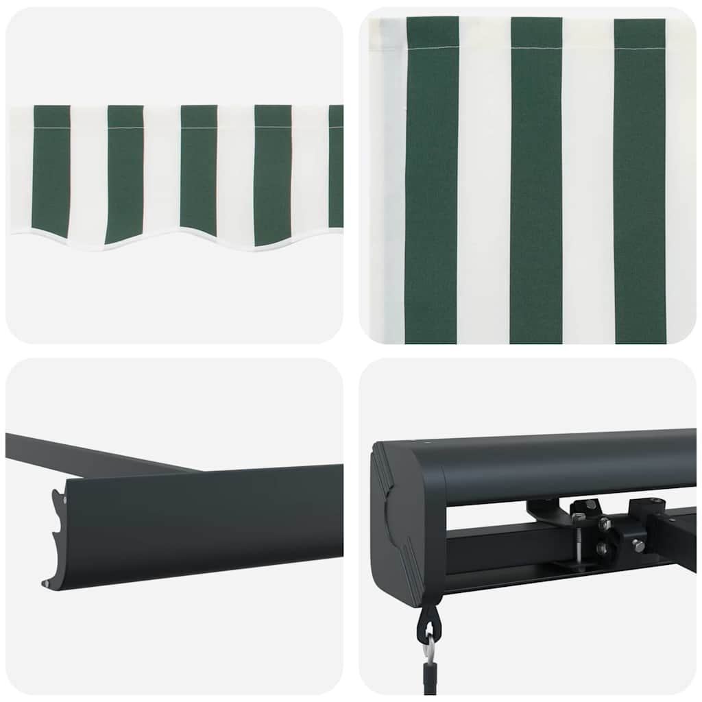 Tenda Retrattile Verde e Bianco 350 x 250 cm Tessuto e Metallo | homemem39