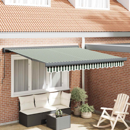 Tenda Retrattile Verde e Bianco 350 x 250 cm Tessuto e Metallo | homemem39