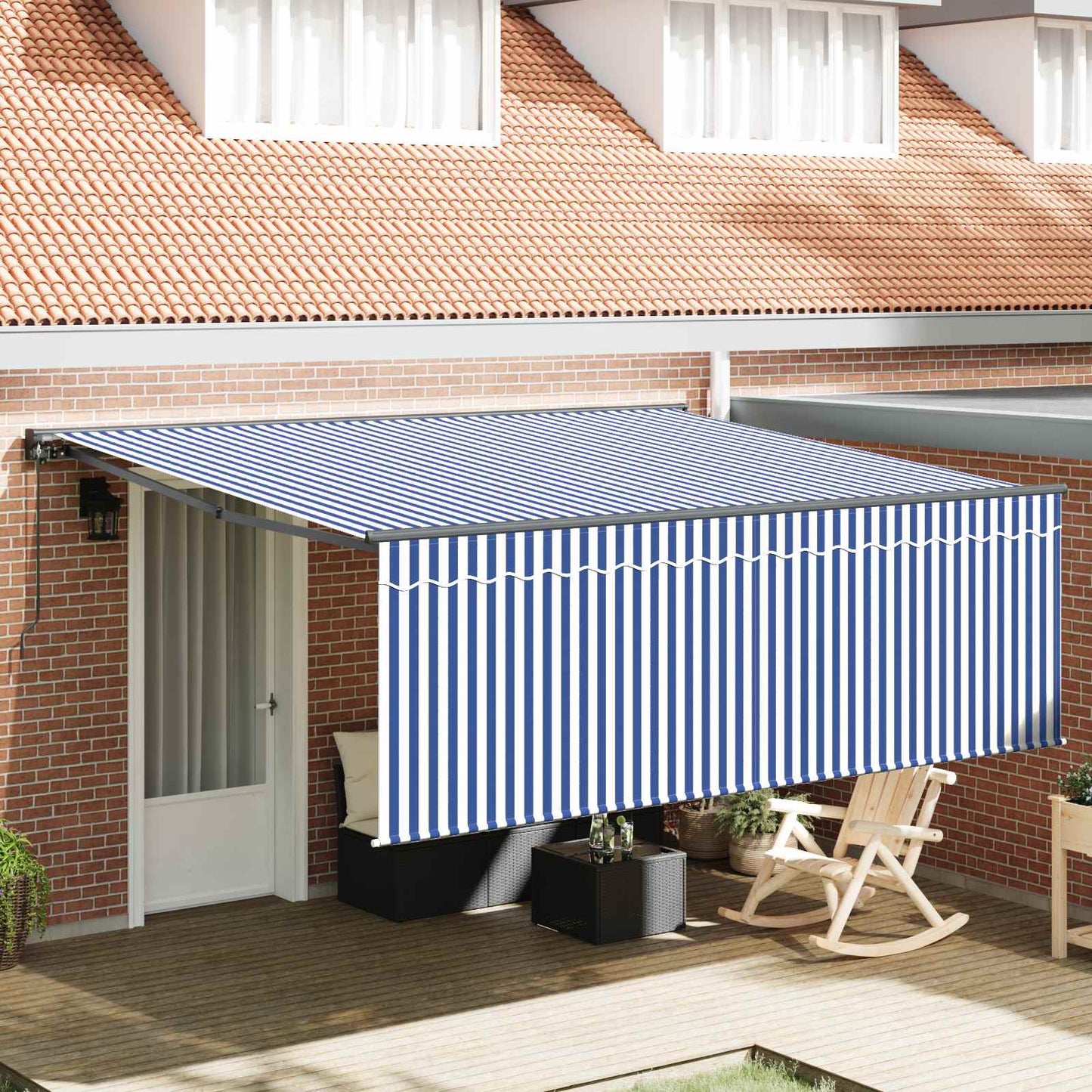 Tenda Retrattile Blu e Bianco 400 × 300 cm | homemem39