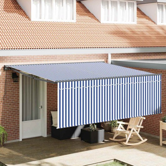 Tenda Retrattile Blu e Bianco 400 × 300 cm | homemem39
