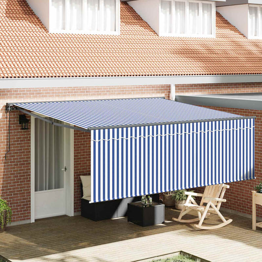 Tenda Retrattile Blu e Bianco 400 × 300 cm | homemem39
