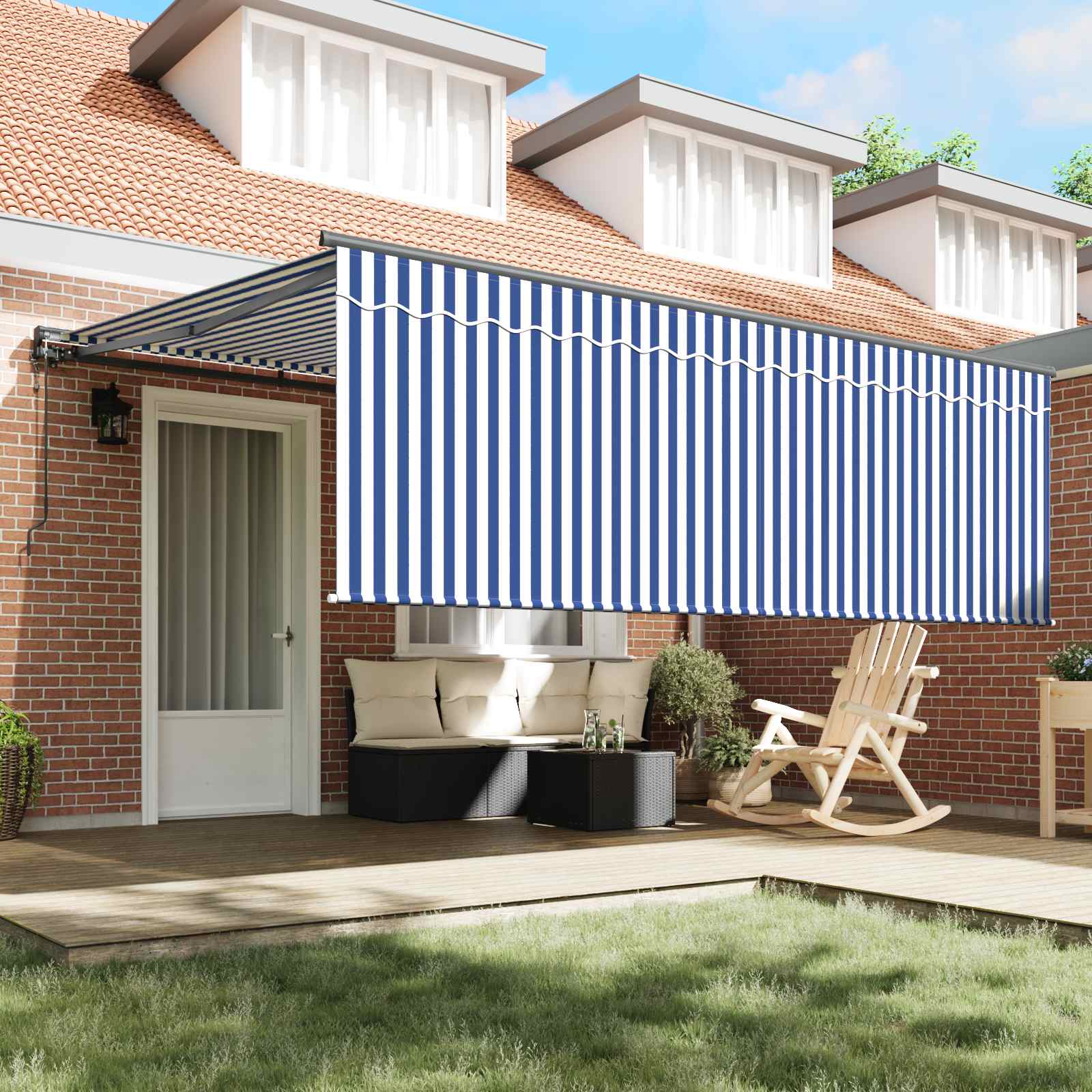 Tenda Retrattile Blu e Bianco 400 × 300 cm | homemem39