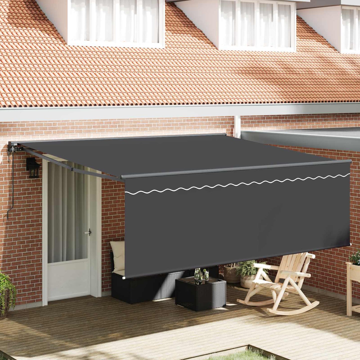 Tenda Retrattile Antracite 400 × 300 cm Poliestere e Alluminio