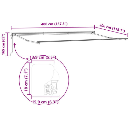 Tenda Retrattile Multicolore 400 × 300 cm Poliestere e Metallo