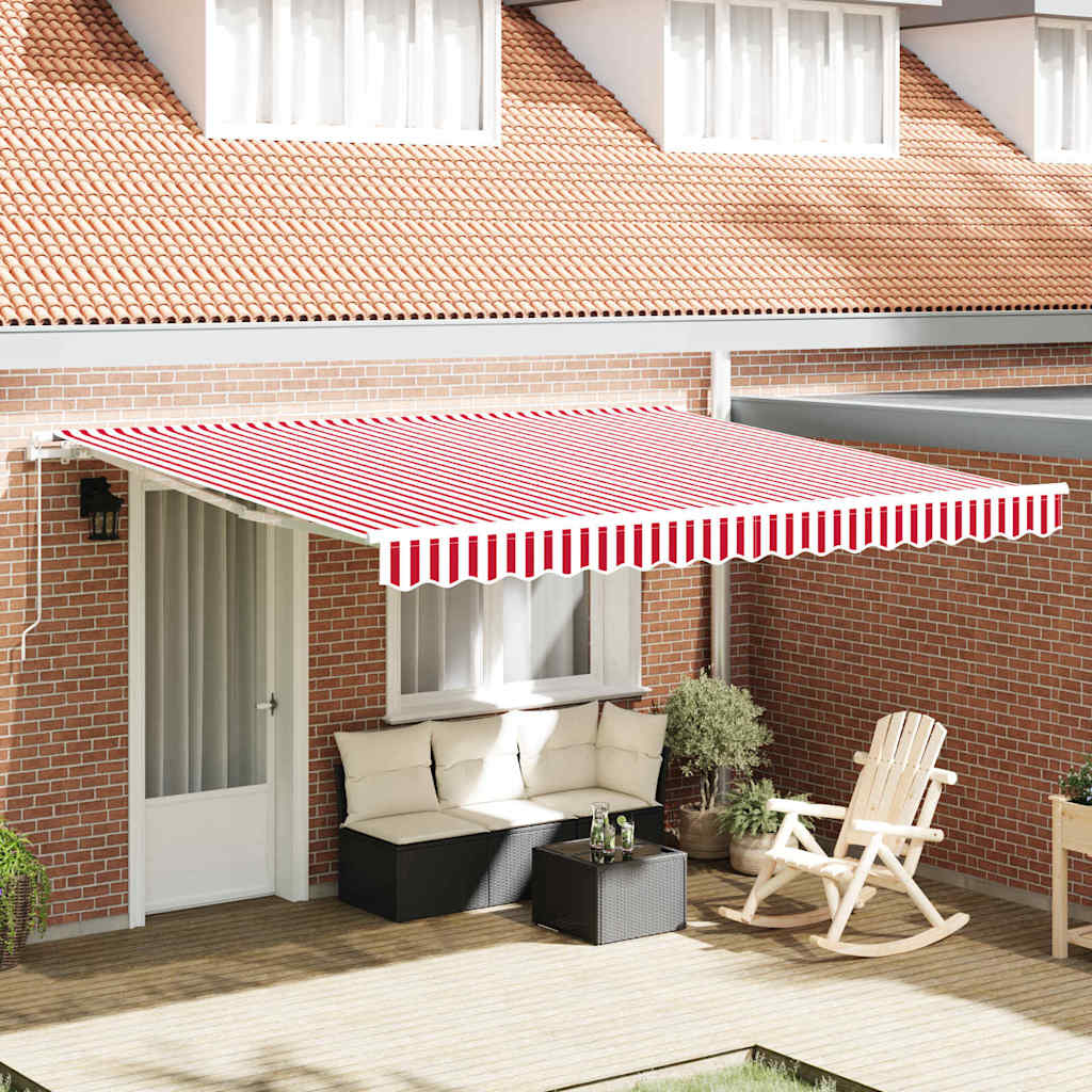Tenda Retrattile Rosso e bianco 400 × 300 cm Poliestere - homemem39