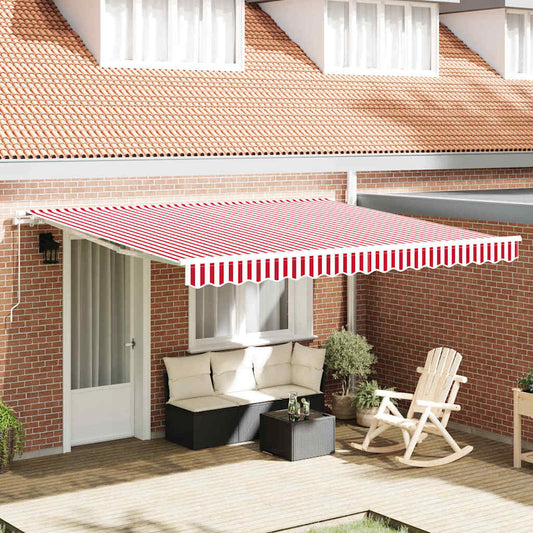 Tenda Retrattile Rosso e bianco 400 × 300 cm Poliestere - homemem39