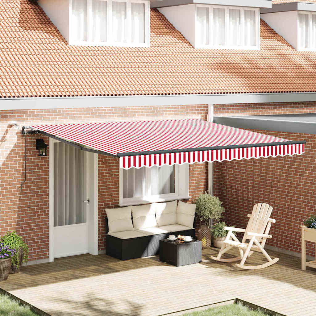 Tenda Retrattile con Rosso e bianco 400 × 300 cm Tessuto - homemem39