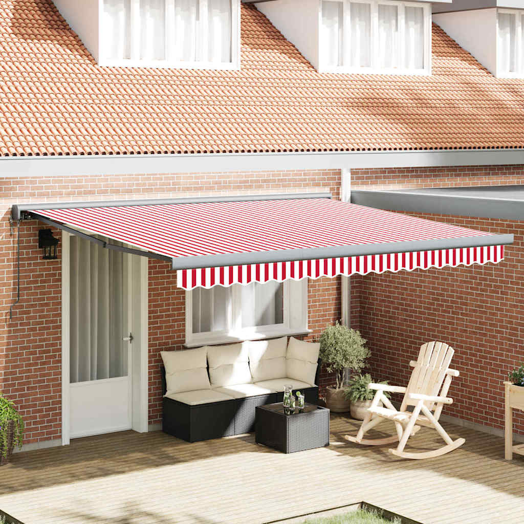 Tenda Retrattile Rosso e bianco 400 × 300 cm Tessuto, Metallo - homemem39