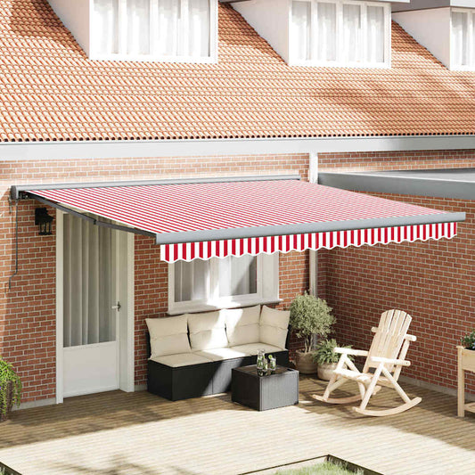 Tenda Retrattile Rosso e bianco 400 × 300 cm Tessuto, Metallo - homemem39